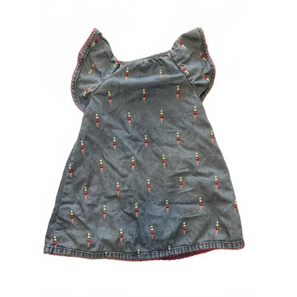 Gymboree Baby Girls' Denim Dress with Ice Cream Embroidery 12-18 Months